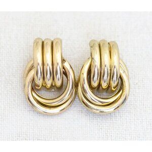 Vintage Multiple Rings Gold Tone Stylish Stud Earrings - AB2